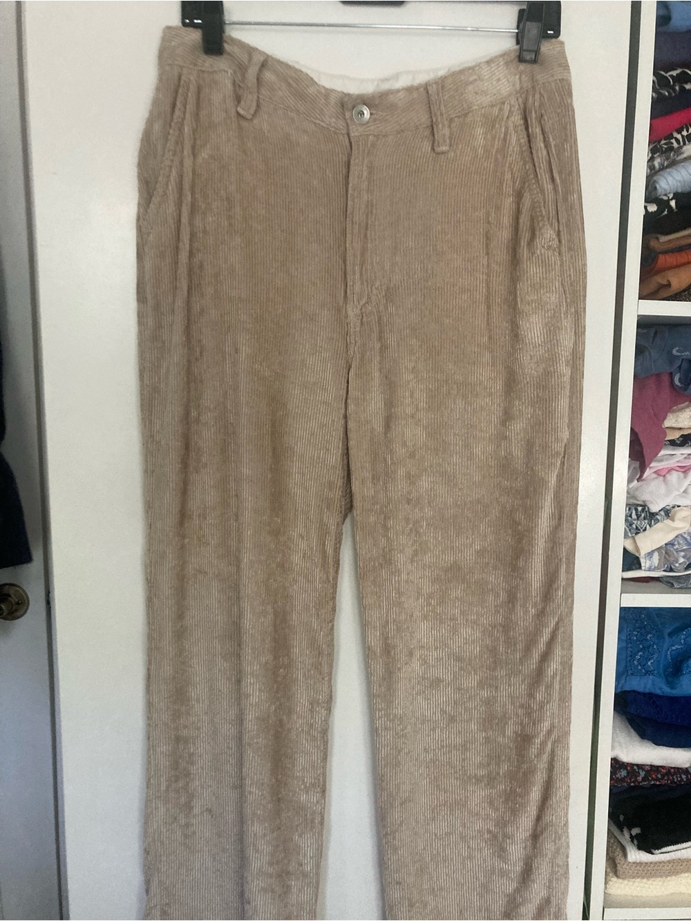Women Light Beige Soft Corduroy Hight Waist Straight Ellie- Rag & Bone , size 26